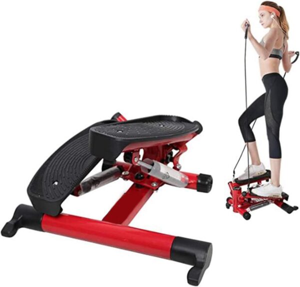 ZXLLAFT Mini Stepper, Stepper de Escalera de Fitness, Máquina de aeróbicos, Stepper de Escalera portátil con Bandas de Resistencia, Resistencia Ajustable