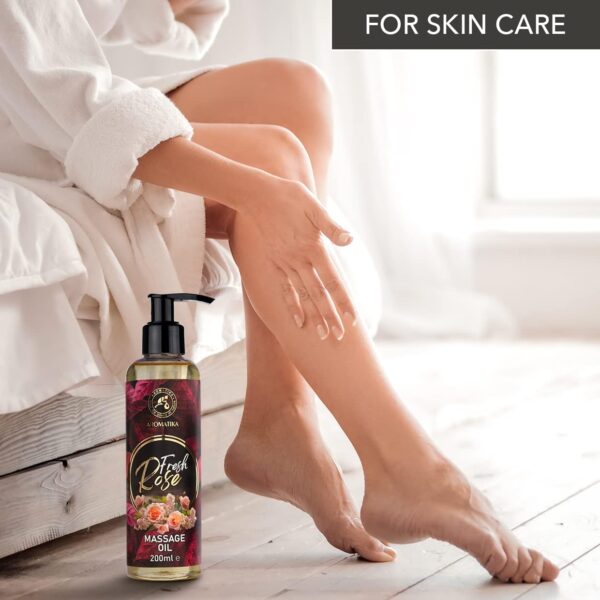 Aceite de Masaje Rosa 200ml - Aceite Corporal Relajante con Palo de Rosa - Semilla de Uva - Jojoba - Almendra - Aceites de Melocotón y Extracto de Rosa - Aceite de Masajes para Parejas - Image 4
