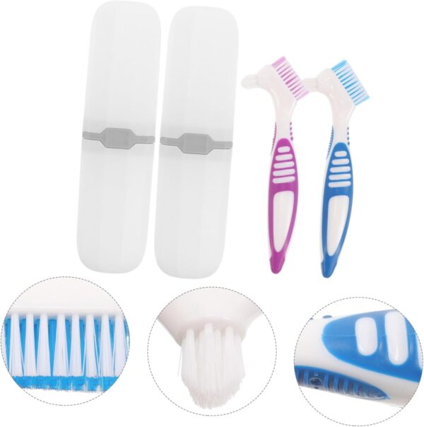 Healeved Limpieza De Dentaduras Postizas 2 Juegos De Cepillos De Cepillos De Cepillo De Limpieza Cepillo De Tirantes Cepillo Limpiador De Dentaduras Cepillo De Cepillo De Herramientas De - Image 4