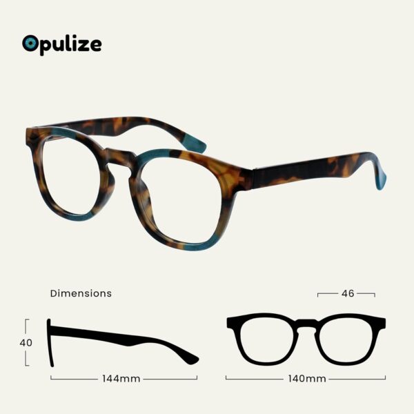OPULIZE Ava Gafas de Lectura Montura Redonda Favorecedora Marrón Carey Turquesa Lentes Resistentes a Arañazos Bisagras de Muelle Unisex Hombre Mujer R62-Q +2.00 - Image 2