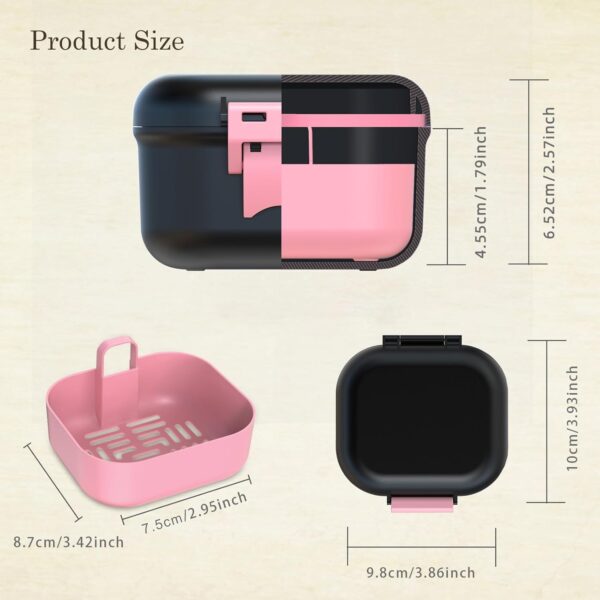 BVN Caja de prótesis a prueba de fugas, caja de dentaduras con colador, caja portátil para prótesis dentales, para todas las edades, dentaduras y aparatos ortopédicos (negro + rosa). - Image 7