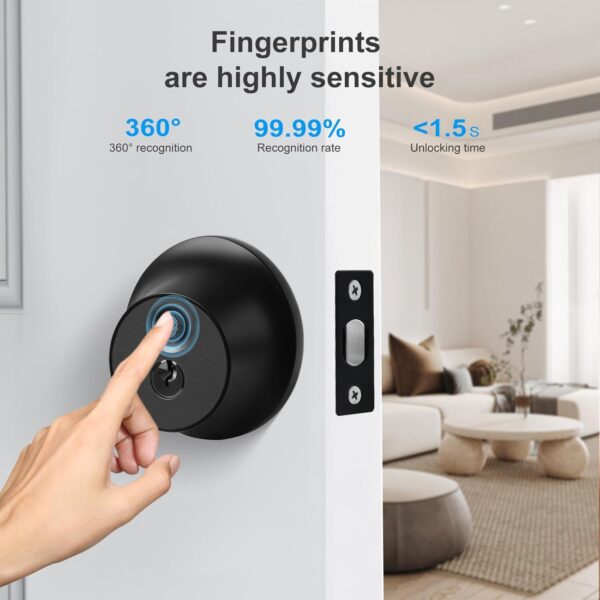 Cerradura conectada con Metafort Cerradura Electrónica - Entrada sin Llave, Smart Lock con Fingerprint, Control de APP, Llaves, Bluetooth para el hogar, hotel, oficina y apartamento - Image 3