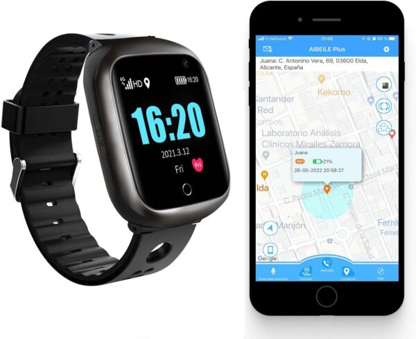 Reloj Localizador GPS Personas Mayores, Niños, Alzheimer, Sin Cuotas, Botón SOS, Detector Caída, Teléfono, App Español, SmartWatch PBL2, Manual Español
