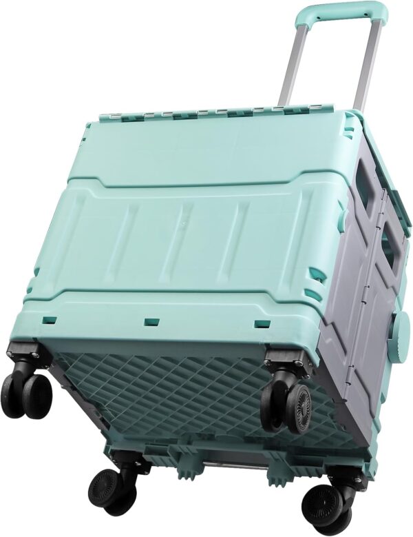 COLFULINE Carro Carrito de Compra Plegable con Rueda Giratoria de 360° Silencioso,Capacidad de 50 litros, Capacidad de Carga hasta 70 kg para Comestibles, Compras, Oficina - Image 8