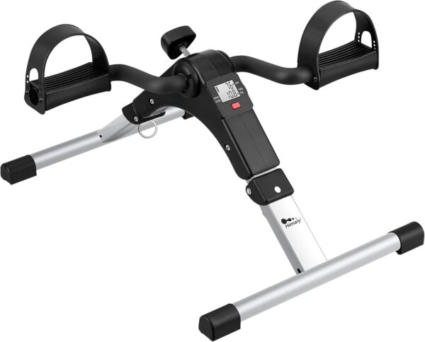 himaly Mini Bicicleta de Ejercicio Plegable Portátil para el Hogar Pedal Ejercitador Gimnasio Fitness Brazo Pierna Entrenamiento Resistencia Ajustable con Pantalla LCD para Mujeres y Hombres
