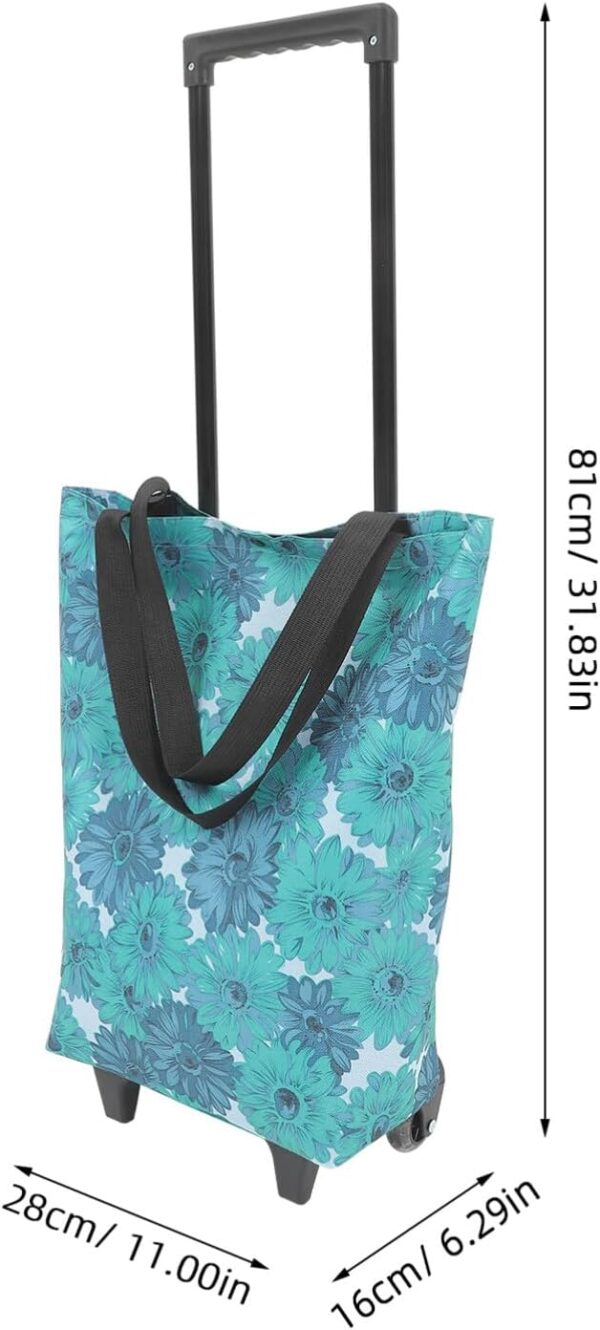 OUNONA Bolsa De Compras con Ruedas Bolsas Plegables con Carrito De Compras Bolsa De Viaje con Flores para Viajar A 21Kg - Image 2
