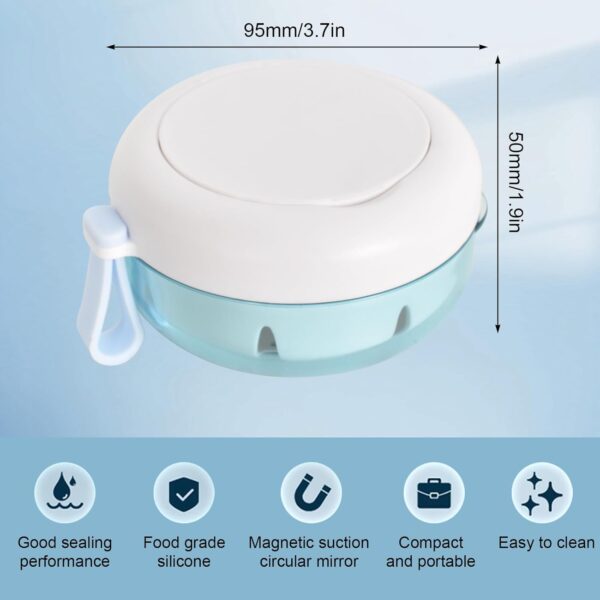 Caja para Dentaduras Postizas, Estuche Protector Bucal con Espejo, Caja Portátil Limpieza Ortodoncia Blanco, Baño para Dentadura, Porta Dentaduras - Image 2