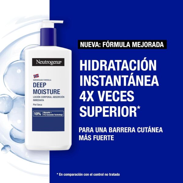 Neutrogena Loción Corporal Hidratación Profunda Fórmula Noruega para piel seca (400 ml), crema hidratante corporal con tecnología Pro-Ceramida y Glicerina - Image 2