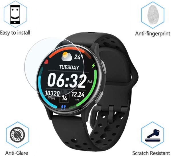 Frgnie Protector de pantalla compatible con reloj inteligente AIMIUVEI G53 para mujer (3 unidades) de 1,27 pulgadas, dureza 9H, protector de pantalla de vidrio templado - Image 4