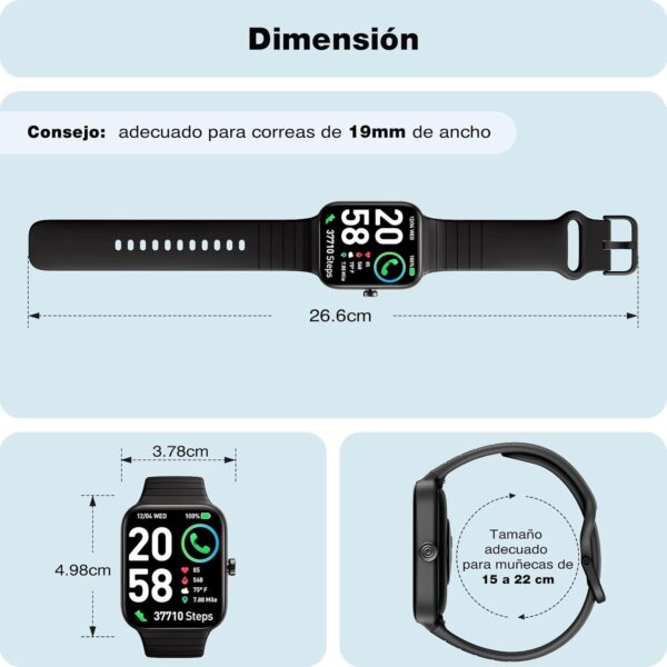 Reloj Inteligente Mujer con Llamadas y Voz de Alexa, 1.8" Smartwatch IP68 Reloj Deportivo Hombre con 100+ Modos Deportivos, Pulsera Actividad Pulsómetro/Monitor de Sueño/Podómetro para Android iOS - Image 7