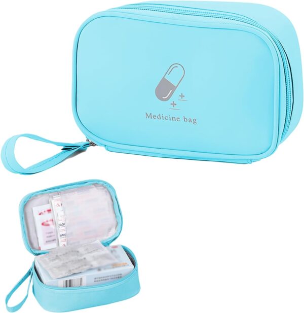 Mini Botiquín de Primeros Auxilios Portátil, Bolsas de medicamentos portátiles, Bolsa Médica Vacio, Botiquin de Primeros Auxilios Impermeable, para Situaciones Emergencia en Hogar, Viajes (Azul) - Image 7