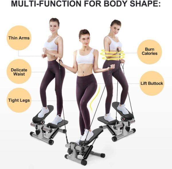 ZXLLAFT Stepper per il Fitness, Stepper per Scale portatile e macchina per il Fitness Twister Step con Monitor LCD, Coulisse opzionale...,with Rope - Image 3