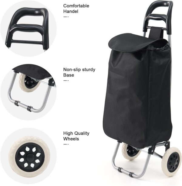 HOME RIGHT Carrito de la compra plegable, color negro - Image 3
