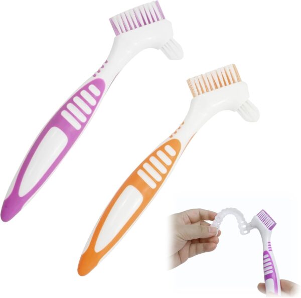 Cepillo para Dentadura Kit, 2 PCS Juego de cepillos de dientes para prótesis, Cepillo Limpiador para Ortodoncia, Limpieza de Dentaduras, Postizas Cepillo De Dientes Doble, Para Dentaduras Cuidado - Image 7