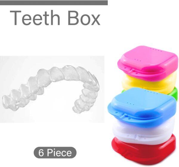 6 Piezas Caja ortodoncia,Caja ferula dental,Caja de baño para dentadura postiza,Caja dentadura postiza,Para proteger los dientes con agujeros de ventilación, caja de dentadura de ortodoncia - Image 2