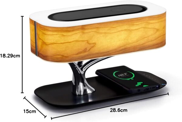 Masdio Lámpara de noche altavoz Bluetooth y cargador inalámbrico, modo de suspensión de oscurecimiento continuo. - Image 8