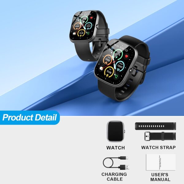 Reloj Inteligente Hombre Mujer, 1.91" HD Smartwatch con Llamadas Bluetooth, Podómetro/Pulsómetro/SpO2/Monitor de Sueño, IP68 Pulsera Actividad con 100+ Modos Deportivos, Smart Watch para Android iOS - Image 7