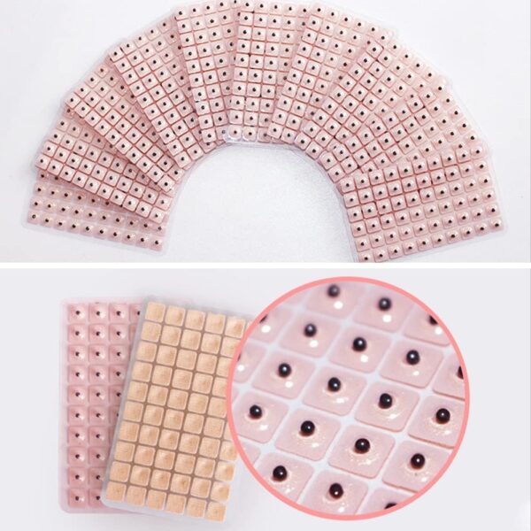 Akuppuntura Oído Almohadillas Adhesivas Desechables Para Masaje De Oídos, 600 Unidades De Tiritas Vaccaria Seed Para La Acupresión De La Oreja, 10 Hojas - Image 3