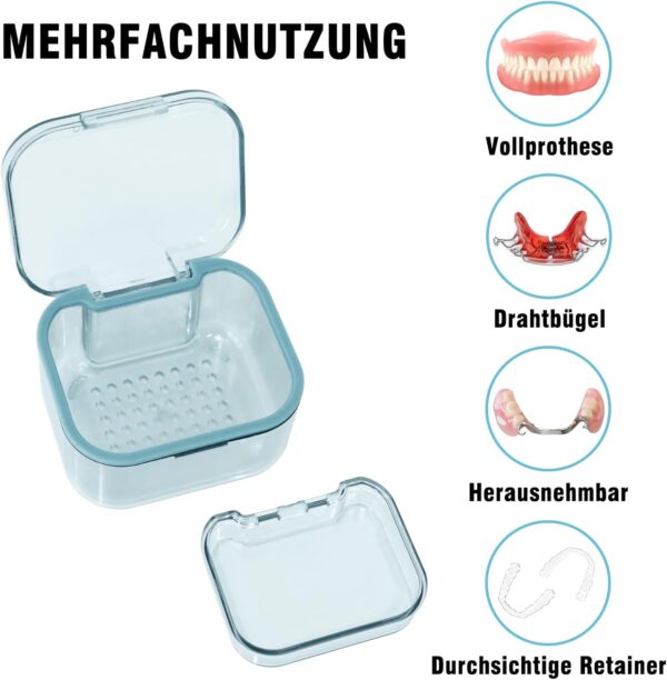 Caja Para Dentadura Postiza Con Cepillo Limpiador, Caja De Ferula Dental, Limpiador Retenedor Dental, Caja Dentadura Ortodoncia, Kit Limpieza De Dentaduras Postizas Para Remojo Limpieza, Azul - Image 5
