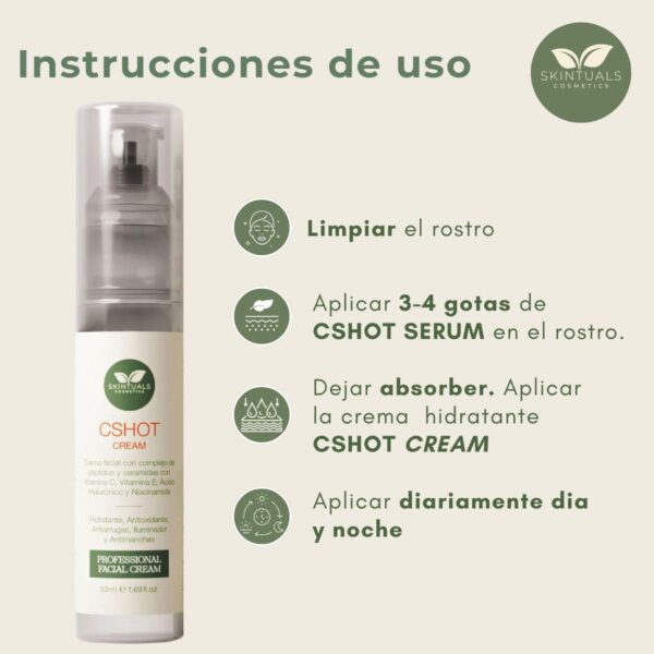 Crema Hidratante Facial con Complejo de Péptidos y Cerámidas, Vitamina C, E, Ácido Hialurónico, Niacinamida y Aloe Vera 50ml. - Hidratación Profunda, Antioxidante y Antiarrugas by Skintuals Cosmetics - Image 9