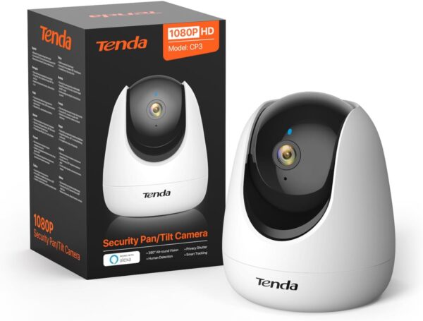Tenda CP3 Cámara IP WiFi Vigilancia Interior 1080p - Cámaras de Seguridad Domo 360°, Visión Nocturna Detección de Movimiento, Audio Bidireccional, Compatible con Alexa, Camara Vigilancia para Mascota