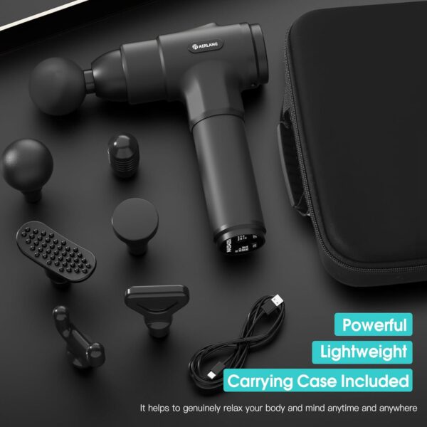 AERLANG Pistola de Masaje Muscular, Pistola Masajeadora Muscular Eléctrica Masajeador de Músculos de,Seis Cabezales Ajustables Diferentes Para,Opción de 20 Velocidades-Regalos para mujeres y hombres - Image 6