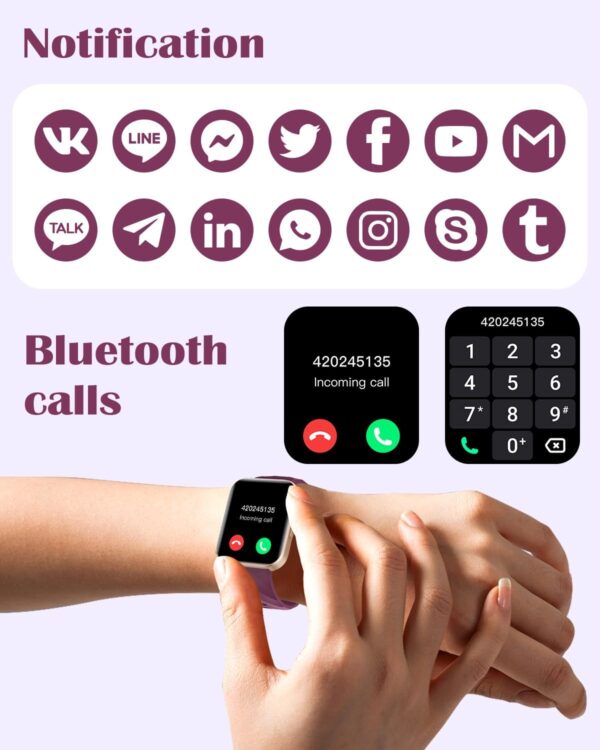 RUIMEN Reloj Inteligente Mujer Hombre con Llamada,1,85" Smartwatch con Pulsómetro,Podómetro,Oxímetro,Monitor Sueño,Esfera de Reloj Personalizada,Impermeable IP68 Pulsera de Actividad para iOS Android - Image 2