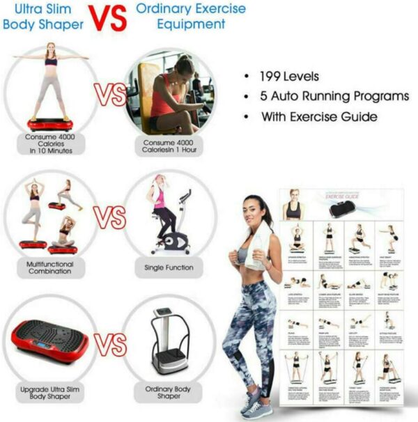 WSHA Máquina de Ejercicios de Placa de vibración de Fitness, Plataforma de vibración de Cuerpo Entera, Niveles de 180 velocidades, Peso máximo de Peso 330 Libras - Image 7