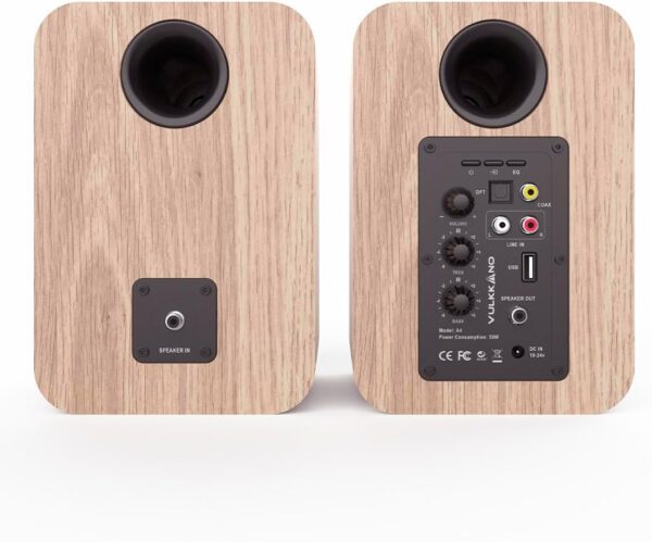 VULKKANO A4 Altavoces Autoamplificados con Woofer de 4", Bluetooth 5.0, Optica, RCA, Coaxial, USB, Monitores de Estudio con Diseño Elegante, Color Marron - Image 2