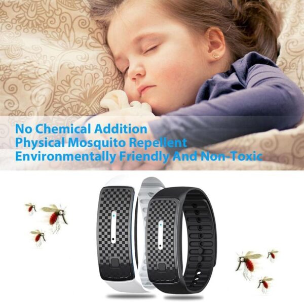 Ultrasónico Pulseras Repelentes De Mosquitos, Electrónico Antimosquitos Bandas Repelentes de Insectos Plagas, Impermeable Portátil Recargable Anti Mosquito Watch Para Adultos Y Niños, Negro - Image 2