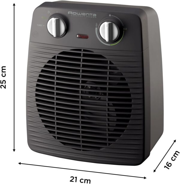 Rowenta Compact Power SO2210 - Calefactor Compacto con motor dual de 1000 W y 2000 W, función Silence, 2 velocidades y múltiples funciones, termostato anti-heladas, función frío, Color Negro - Image 7