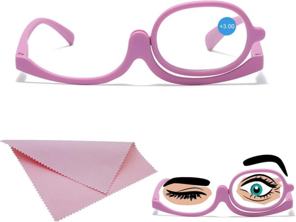 QEEROYO Gafas de Maquillaje, Maquillaje Gafas de Lectura Lupa, Gafas de Presbicia para Maquillaje, Gafas de Lectura Portatiles, Gafas de Maquillaje con Lente Abatible, Gafas de Lectura Rotación Flip