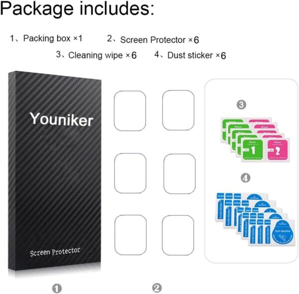 Youniker Paquete de 6 protectores de pantalla compatibles con RUIMEN D1 de 1.85 pulgadas para reloj inteligente GloryFit D1 de 1.85 pulgadas, protectores de pantalla transparentes HD antiarañazos - Image 7