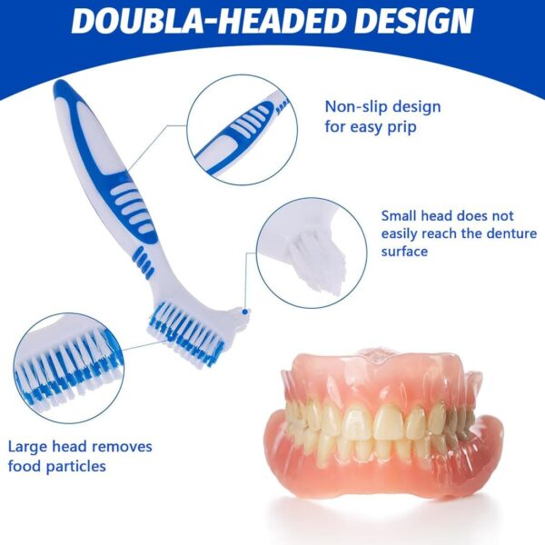 ZKGYUS 5 Piezas Juego de cepillos de dientes para prótesis, cerdas multicapa, Cabeza de Cerdas Cepillos de Limpieza de Prótesis Portátiles Dentaduras,Para Dentaduras Cuidado - Image 2