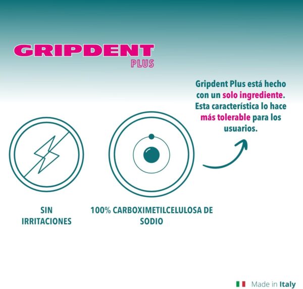 Gripdent Plus - Polvo Súper Adhesivo para Dentaduras y Prótesis Dentales - No Causa Irritaciones, Fijación Muy Sencilla - Image 3