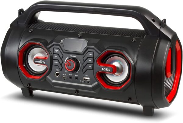 Audiocore AC875 Bazooka Altavoz Bluetooth Portátil Boombox 20W + 5Wx2 IPX4 / Radio/microSD/Aux-In/USB/Iluminación/Puerto de Micrófono - Image 2