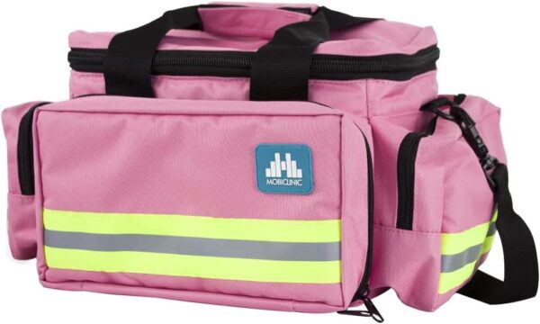 Mobiclinic, Bolsa asistencia sanitaria ligera, Bolsa de Rescate Profesional, Capacidad de más de 21 litros, con Asas reforzadas, Bandas reflectantes, Amplia, Resistente, Rosa