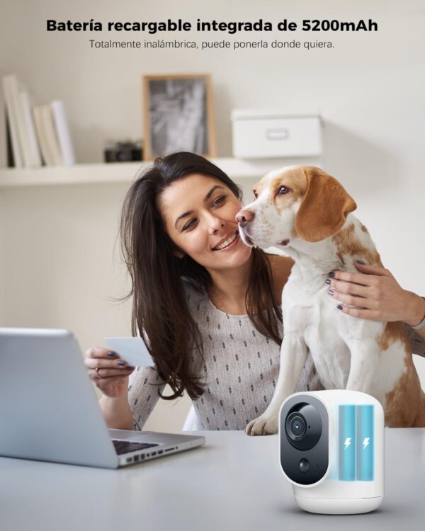 COCOCAM 2K Camara Vigilancia WiFi Interior Sin Cable con Batería 5200mAh, 355°P 90°T Inalámbrica para Vigilancia Bebés/Cámara Mascotas/Cuidado Ancianos, Reconocimiento AI, Detección Humana PIR - Image 2