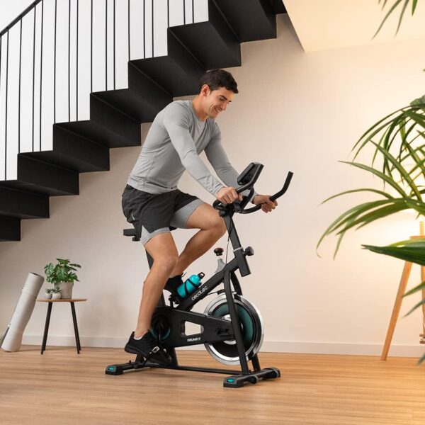Cecotec Bicicleta Estática Indoor DrumFit Indoor, Volante de inercia de 6 a 13 Kg, Resistencia Manual, Monitor LCD, Pulsómetro, Soporte de Dispositivos, Botella, Porta Botellas y Calapiés - Image 2