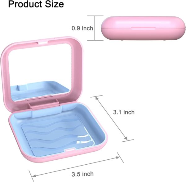 BVN Caja Aparato Dental con Espejo: Caja Ferula Dental, Caja de Dentaduras Postizas, Funda Aparato Dental Ortodoncia, Retenedor Dental, Caja de Retención, Contenedor por Alineadores Dentales Negro. - Image 2
