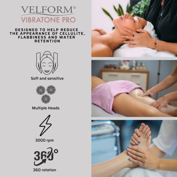 VELFORM Masajeador Anticelulítico Eléctrico Vibratone Pro, 3000RPM, Masaje anticelulítico adelgazante, Piel más firme, Tonifica y relaja a la vez, Versatil, Libera tensión, 3 tipos de masajes - Image 4