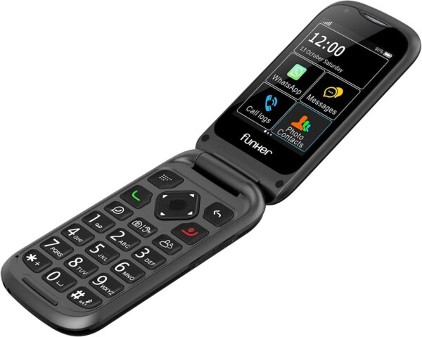 Funker E400I Comfort Pro - Telefono Móvil, Whatssapp 4G para Personas Mayores con Sistema Audio Pro, Amplificador y Compatible con Audífonos, Pantalla Táctil con GPS y Botón SOS, Facil de Usar (Negro) - Image 4