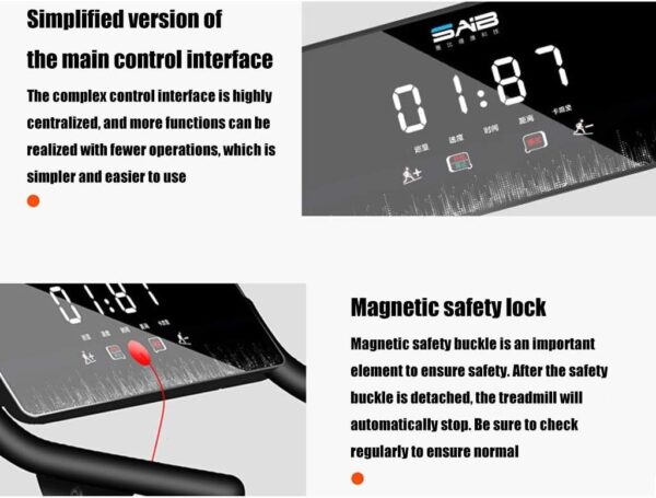 ZXQZ máquinas de Cardio Rueda de Andar, Running Machine con Pantalla LED y Columna de Choque Respiratorio, Equipo de Fitness Multifuncional Plegable para Uso Doméstico - Image 8