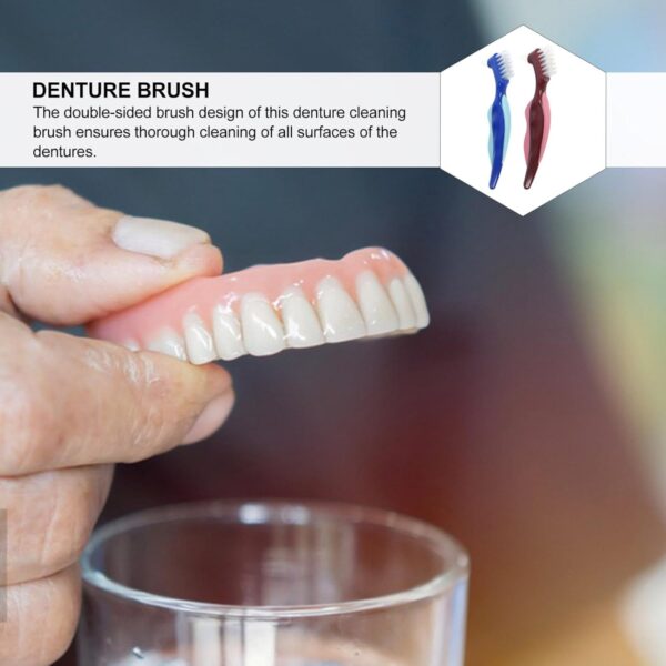 Beavorty 4 cepillos de dientes de doble cabeza para dentaduras postizas, cepillo de limpieza de dentaduras postizas, cepillos de dientes para limpieza de retenedores, soportes transparentes y - Image 6