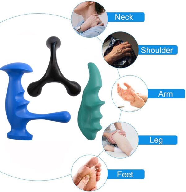 3 Piezas Masajeador para El Pulgar, Masajeador de Pulgar Verde, Masajeador de Pulgar de Mano, Herramienta de Masaje de Tejido Profundo Herramienta para Masaje Espalda Cuello Hombros Manos Pies - Image 3