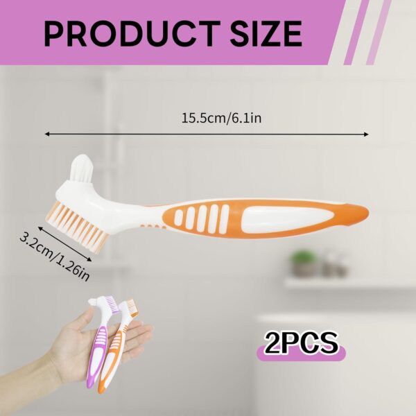 Cepillo para Dentadura Kit, 2 PCS Juego de cepillos de dientes para prótesis, Cepillo Limpiador para Ortodoncia, Limpieza de Dentaduras, Postizas Cepillo De Dientes Doble, Para Dentaduras Cuidado - Image 6