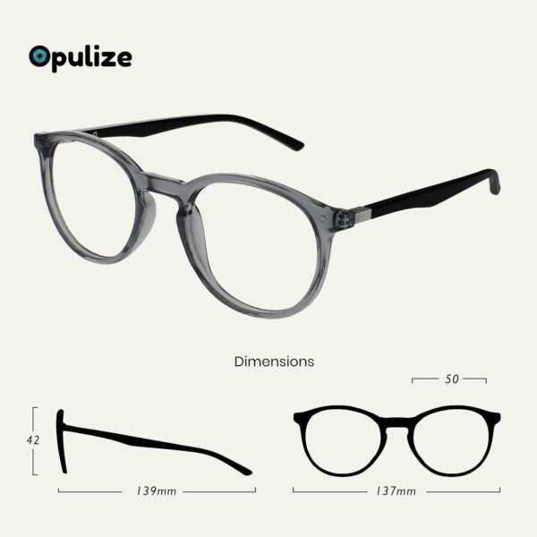 Opulize Met Paquete Doble Gafas De Lectura Con Lectores De Sol Grande Redondo Gris Negro Hombres Mujeres Bisagras Resorte RS60-7 +1,50 - Image 2