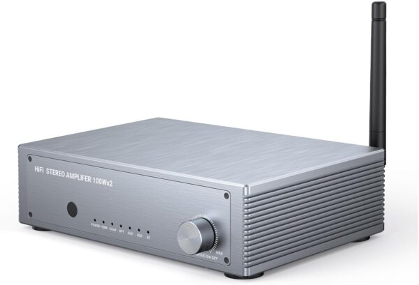 Inwa Amplificador Audio HiFi Bluetooth, 200W 2 Canales Amplificador Estéreo Mini Hi-Fi Receptor, con HDMI(ARC), Ópt, Coax, USB, RCA, para Altavoces Domésticos 100W x 2 con Control de Graves y Agudos