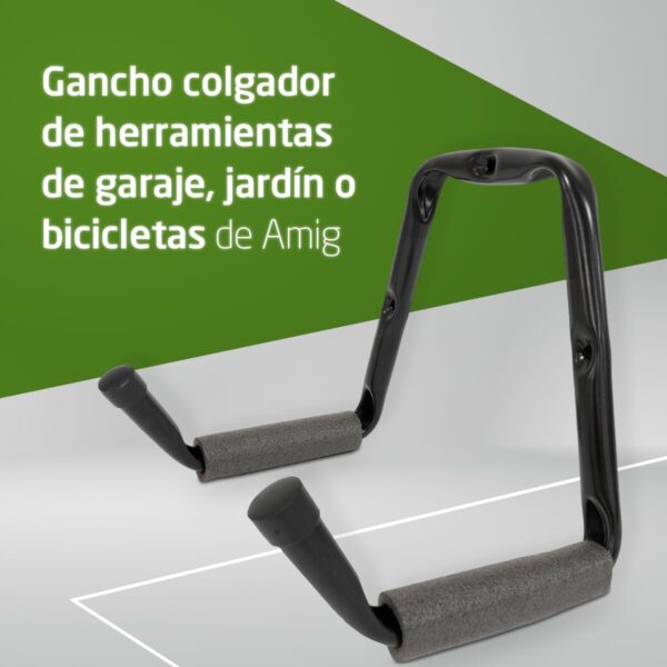 Amig - Gancho Colgador de Pared | Soporte para Bicicletas y Herramientas | Acero Zincado | Recubrimiento de Goma Antideslizante | Fácil Instalación | Peso recomendado: 35 kg - Image 2