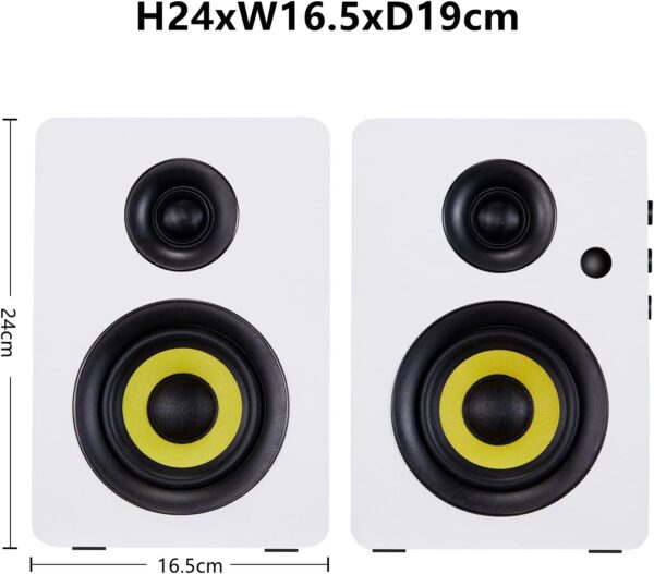 Sanyun SW206 Altavoces de estantería de Modo Dual de 80 W - Monitor de Estudio y Modo HiFi - Altavoz de Fibra de Carbono de 4 Pulgadas - Tweeter de cúpula de película de Seda de 25 núcleos – Blanco - Image 2